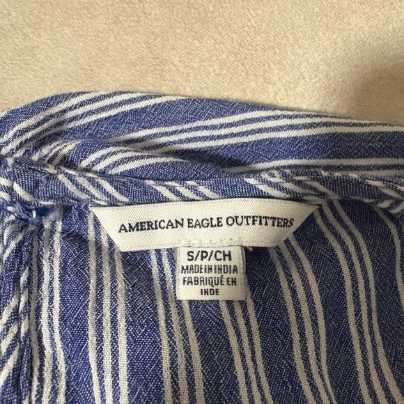 American Eagle Blue Striped Wrap Short Summer‎ Mini Dress Size Small - Picture 11 of 13